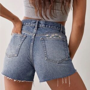 Reformation Charlie Daisy High Rise Long Jean Short Sz 25